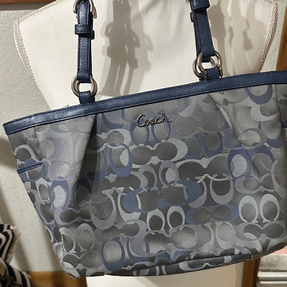 Coach Navy and Gray Shoulder Bag